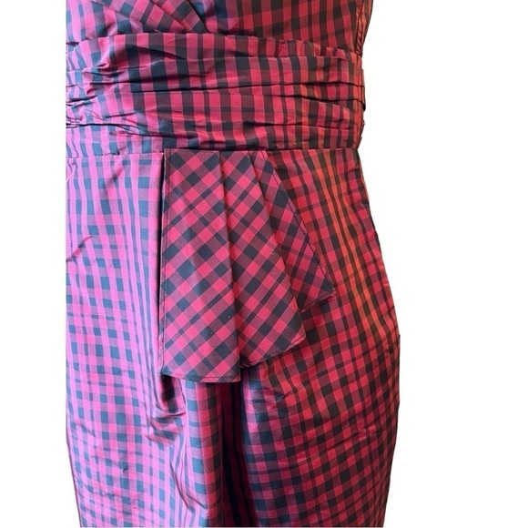 Talbots 100% Silk Plaid Sleeveless Holiday / Cocktail Dress | Size Petite 10 - Picture 2 of 7